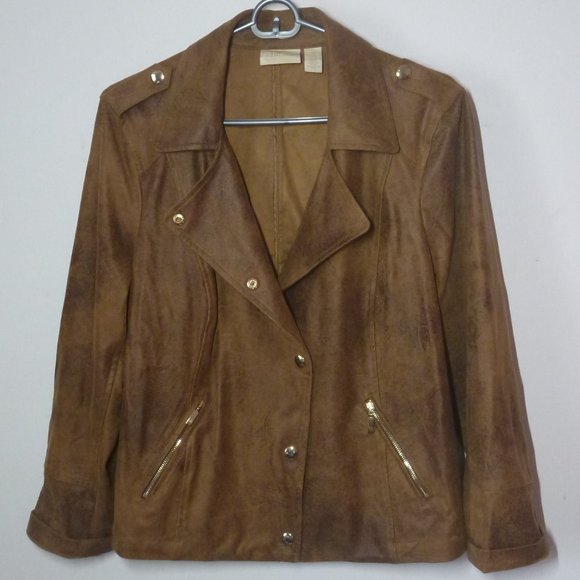 CHICOS Faux Suede Moto jacket - Picture 1 of 4